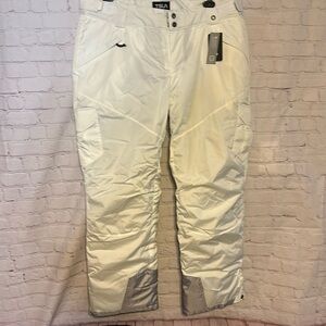 NWT TSLA Snow Ski Cargo Pants Womens XL White Ripstop Insulated Winter Outdoor